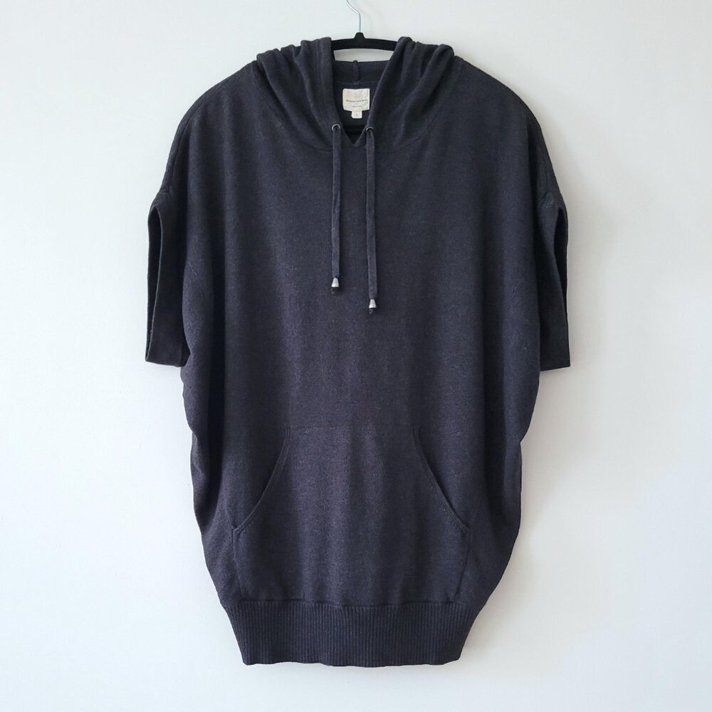 Banana Republic Hooded Dolman Short Sleeve Rabbit Hair Tunic Poncho Sweater - S